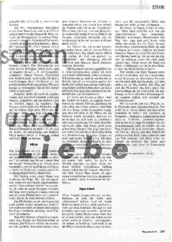 Vorschauseite 2: Zwischen Pflicht und Liebe Gedanken zu Peter Strasser Die Grenzen der Liebesethik