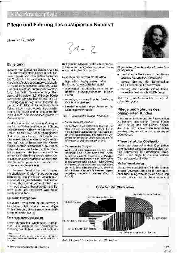 Vorschauseite 1: Pflege und Führung des obstipierten Kindes