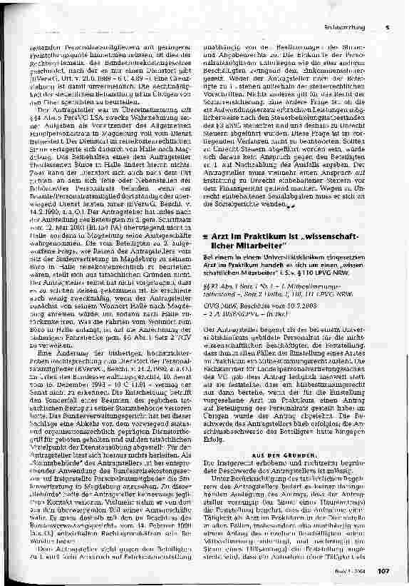 Vorschauseite 1: Arzt im Praktikum ist wissenschaftlicher Mitarbeiter