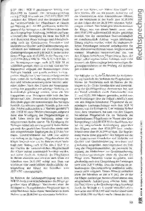 Vorschauseite 2: Kündigung eines Versorgungsvertrages - Qualitätsprüfungen nach § 80 Abs. 2 SGB XI SG Kassel, Urteil vom 26.01.2000