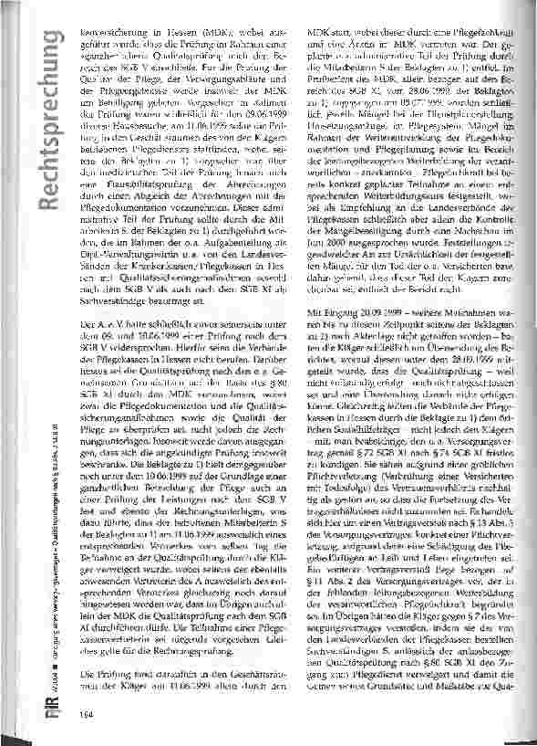 Vorschauseite 3: Kündigung eines Versorgungsvertrages - Qualitätsprüfungen nach § 80 Abs. 2 SGB XI SG Kassel, Urteil vom 26.01.2000