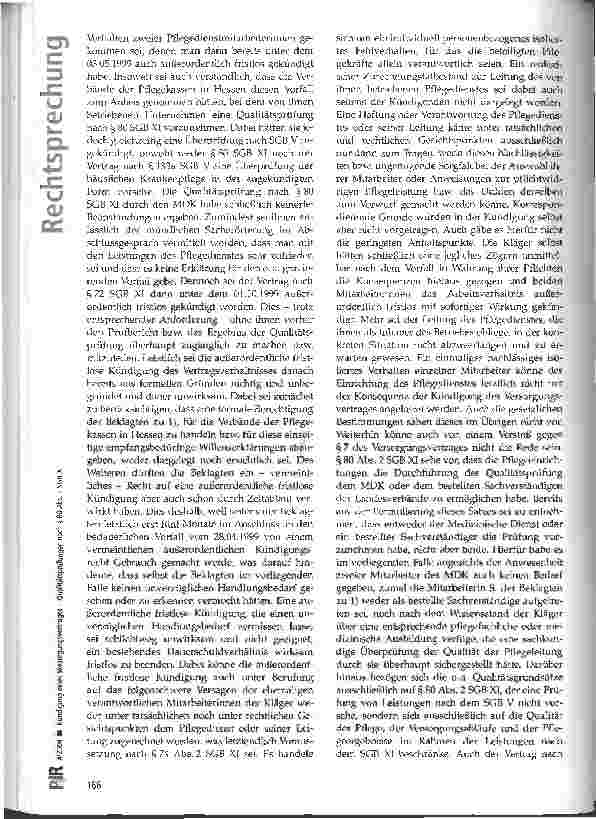 Vorschauseite 5: Kündigung eines Versorgungsvertrages - Qualitätsprüfungen nach § 80 Abs. 2 SGB XI SG Kassel, Urteil vom 26.01.2000