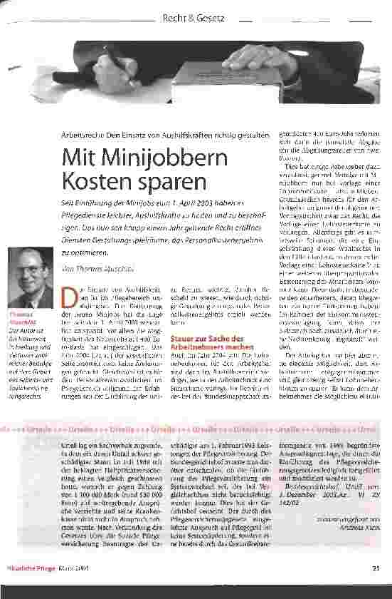 Vorschauseite 1: Mit Minijobbern Kosten sparen
