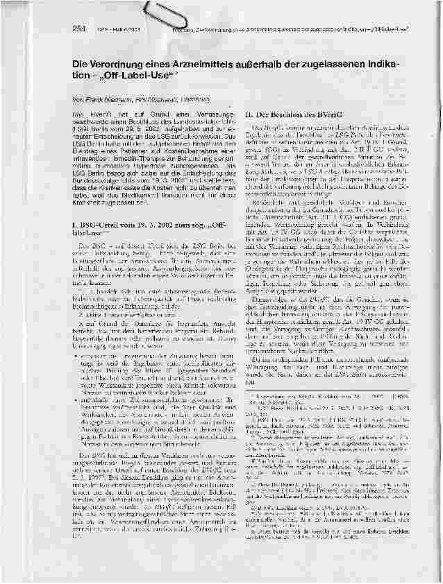 Vorschauseite 1: Die Verordnung eines Arzneimittels außerhalb der zugelassenen Indikation - Off-Label-Use