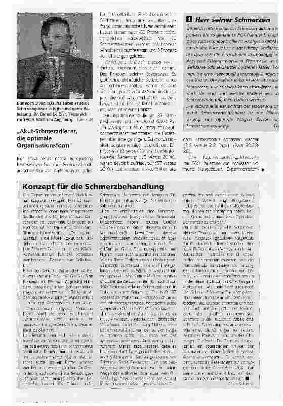 Vorschauseite 2: Chefsache SchmerzmanagementDefizite im Management postoperativer Schmerzen