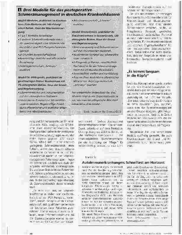 Vorschauseite 3: Chefsache SchmerzmanagementDefizite im Management postoperativer Schmerzen