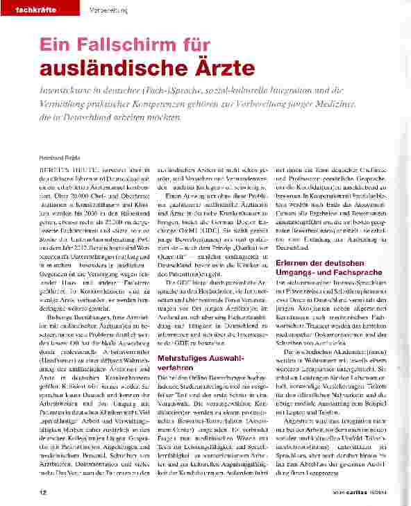 Vorschauseite 1: Ein Fallschirm für ausländische Ärzte