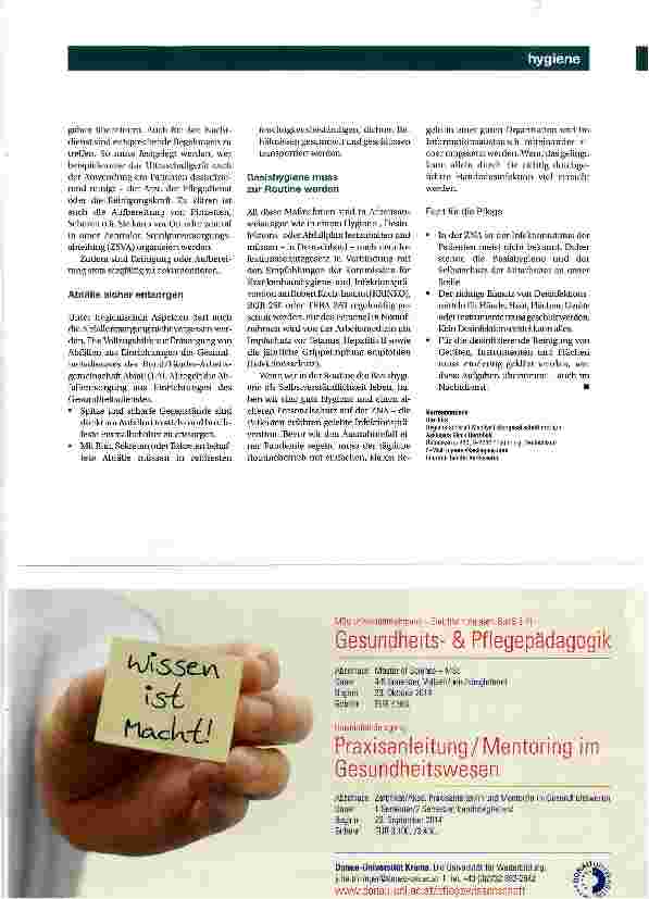 Vorschauseite 2: Infektionsvermeidung und PersonalschutzHygiene in der Notaufnahme - Reine Organisationssache