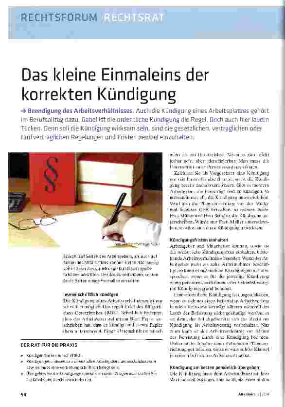 Vorschauseite 1: Das kleine Einmaleins der korrekten Kündigung