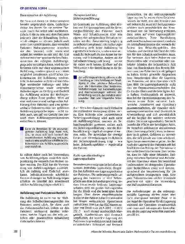 Vorschauseite 5: Haftungsfalle Patientenaufklärung