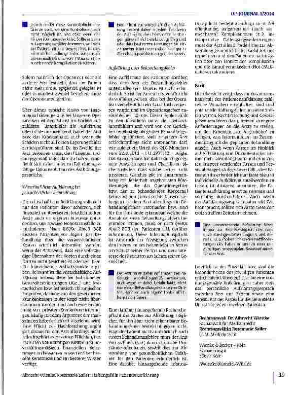 Vorschauseite 6: Haftungsfalle Patientenaufklärung