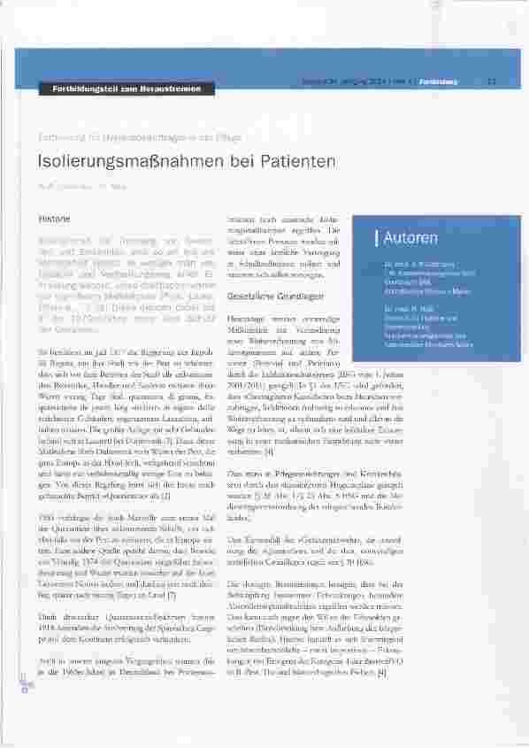 Vorschauseite 1: Isolierungsmaßnahmen bei Patienten