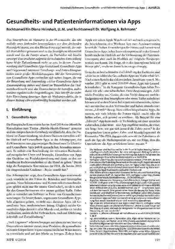 Vorschauseite 1: Gesundheitsund Patienteninformationen via Apps