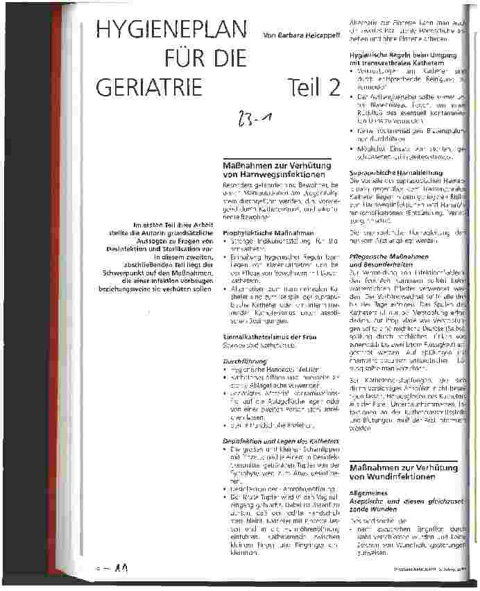 Vorschauseite 1: Hygieneplan für die Geriatrie Teil 2