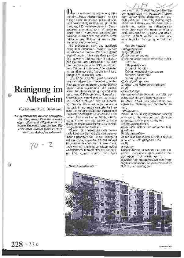 Vorschauseite 1: Reinigung im Altenheim