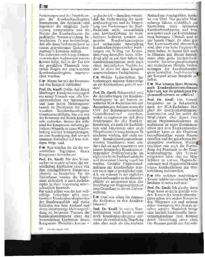 Vorschauseite 2: Das aktuelle Interview Zum ersten Krankenhaushygiene-Kongreß