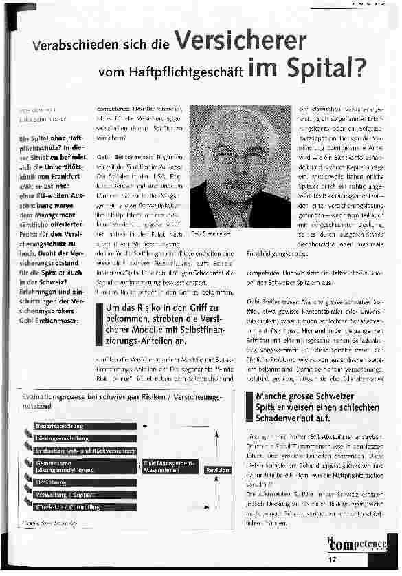Vorschauseite 1: Verabschieden sich die Versicherer vom Haftpflichtgeschäft im Spital?