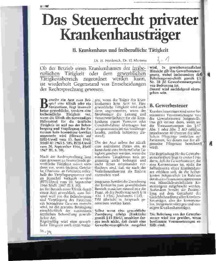 Vorschauseite 1: Das Steuerrecht privater Krankenhausträger 2. Teil: Krankenhaus und freiberufliche Tätigkeit
