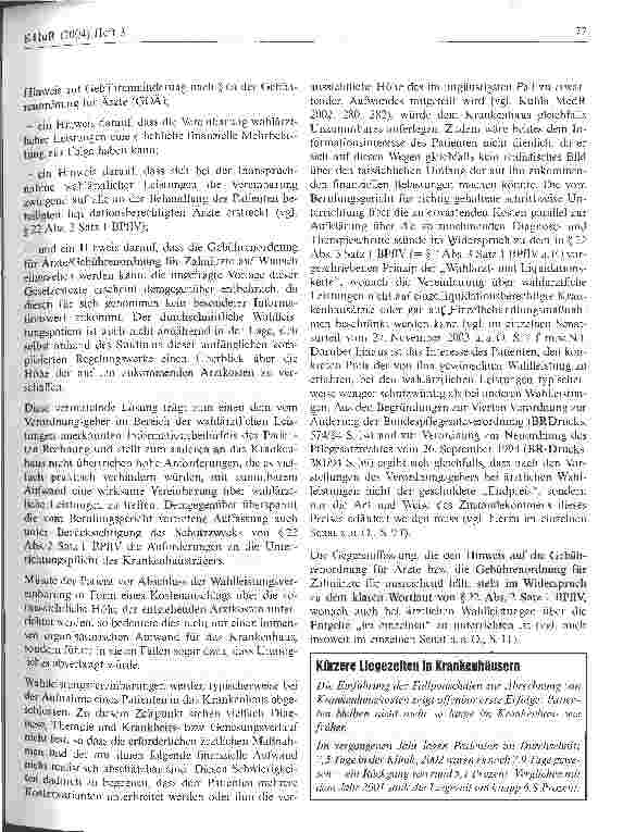 Vorschauseite 3: WahlleistungsvereinbarungenBGH Urteil vom 8. Januar 2004, Az.: III ZR 375/02