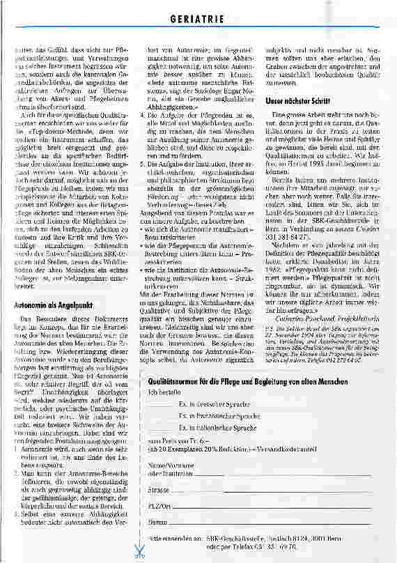 Vorschauseite 2: Qualitätsnormen für die Betagtenpflege sind da