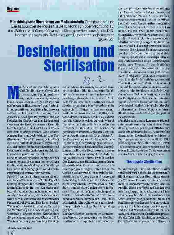 Vorschauseite 1: Desinfektion und Sterilisation Mikrobiologische Überprüfung von Medizintechnik