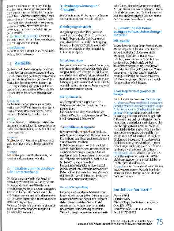 Vorschauseite 4: Entnahmeund Versandtechniken von mikrobiologischem Probenmaterial