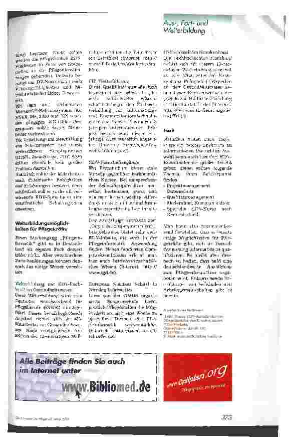 Vorschauseite 2: Computer schaffen neue Arbeitsplätze in der Pflege Qualifizierungsmaßnahmen
