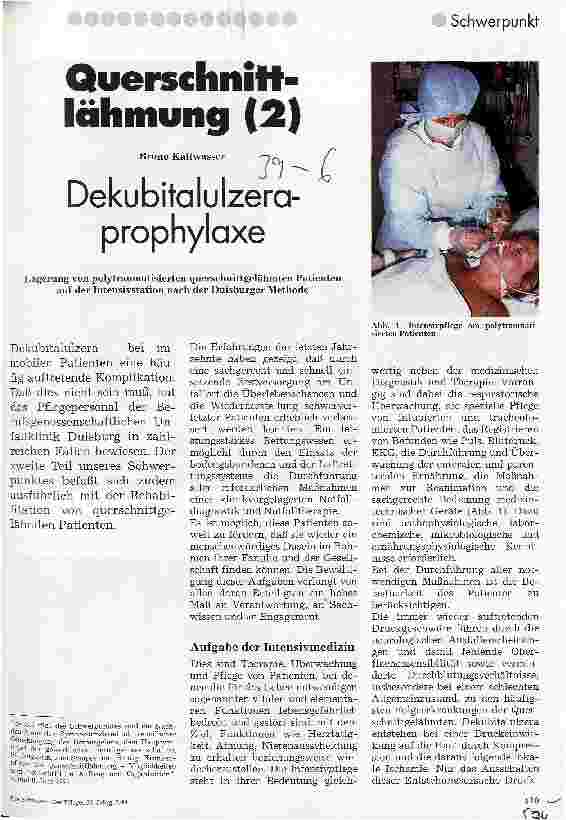 Vorschauseite 1: Querschnittlähmung (2) Dekubitusprophylaxe Lagerung, Duisburger Methode