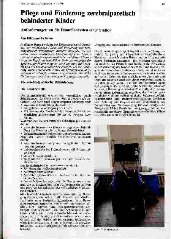 Vorschauseite 1: Pflege und Förderung zerebralparetisch behinderter Kinder