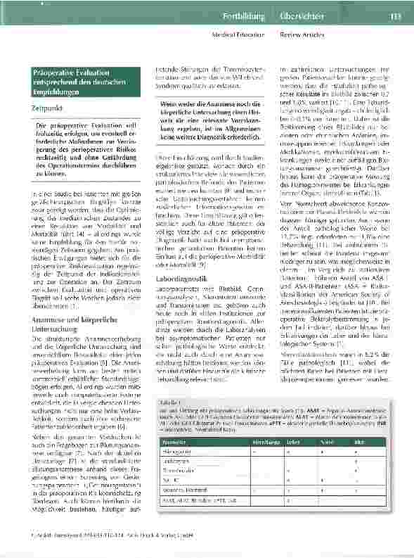 Vorschauseite 3: Empfehlungen zur präoperativen anästhesiologischen Evaluation