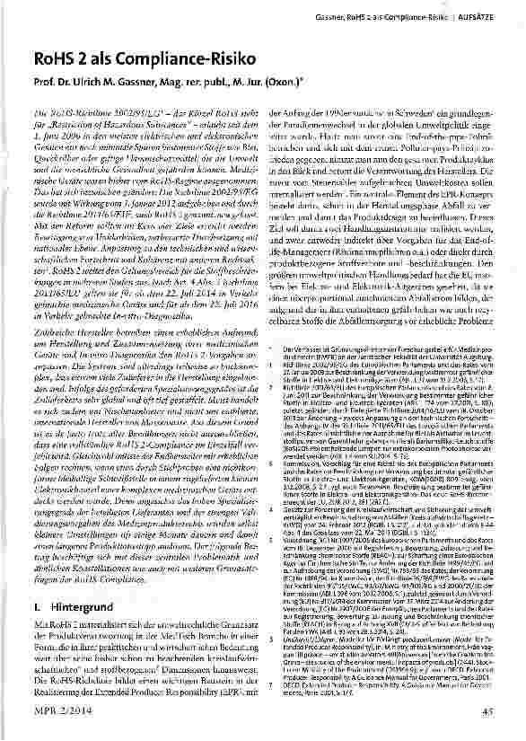 Vorschauseite 1: RoHS 2 als Compliance-Risiko