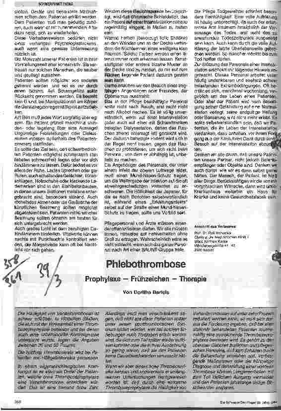 Vorschauseite 1: Phlebothrombose Prophylaxe - Frühzeichen - Therapie