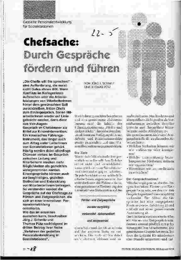 Vorschauseite 1: Chefsache: Durch Gespräche fördern und führen Gezielte Personalentwicklung für Sozialstationen
