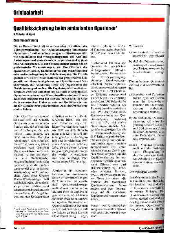 Vorschauseite 1: Qualitätssicherug beim ambulanten Operieren