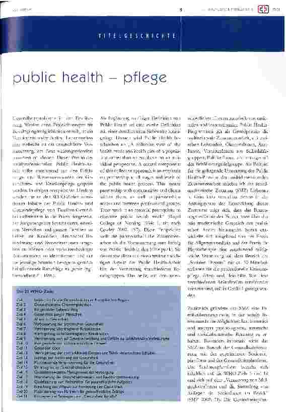 Vorschauseite 2: Public Health im Verhältnis zur Pflege Eine ernstzunehmende Beziehung