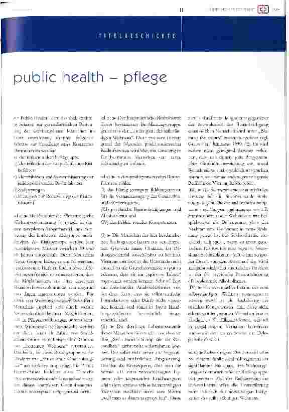 Vorschauseite 4: Public Health im Verhältnis zur Pflege Eine ernstzunehmende Beziehung