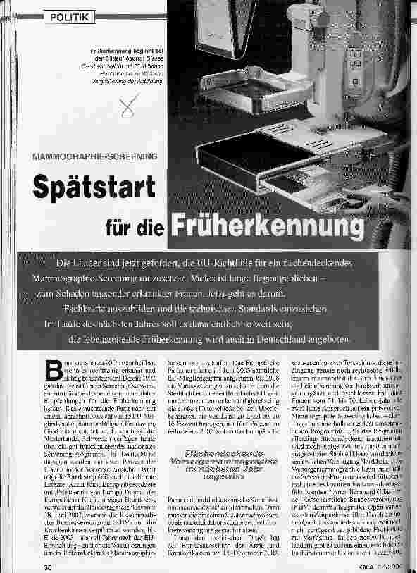 Vorschauseite 1: Mammographie-Screening: Spätstart für die Früherkennung