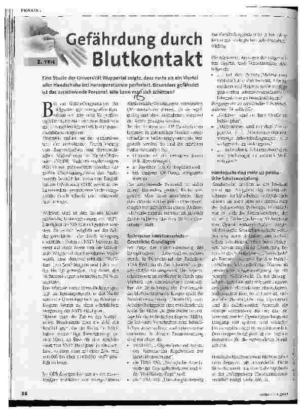 Vorschauseite 1: Gefährdung durch Blutkontakt 2. Teil