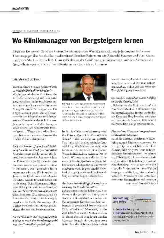 Vorschauseite 1: Wo Klinikmanager von Bergsteigern lernen