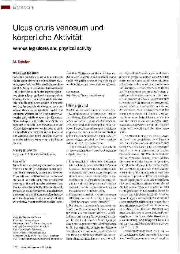 Vorschauseite 1: Ulcus cruris venosum und körperliche Aktivität