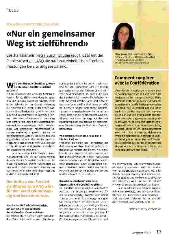 Vorschauseite 1: «Nur ein gemeinsamer Weg ist zielführend»