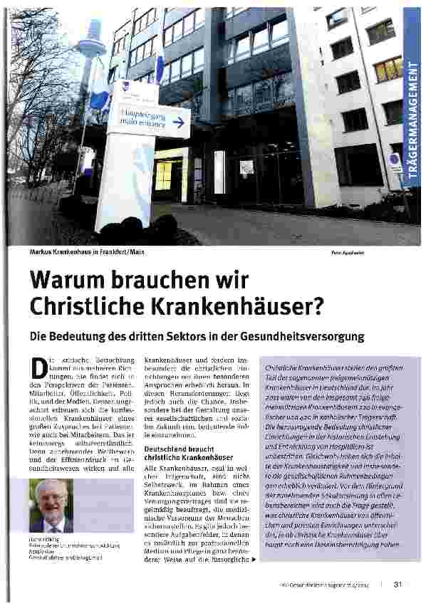 Vorschauseite 1: Warum brauchen wir Christliche Krankenhäuser?