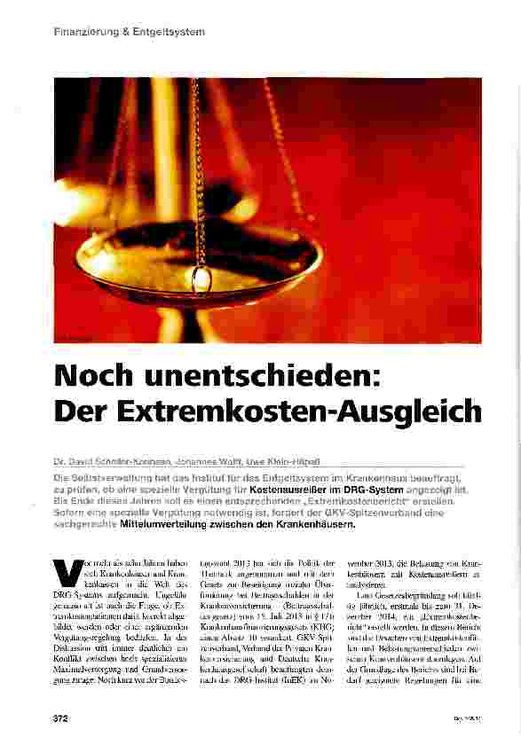 Vorschauseite 1: Noch unentschieden: Der Extremkosten-Ausgleich
