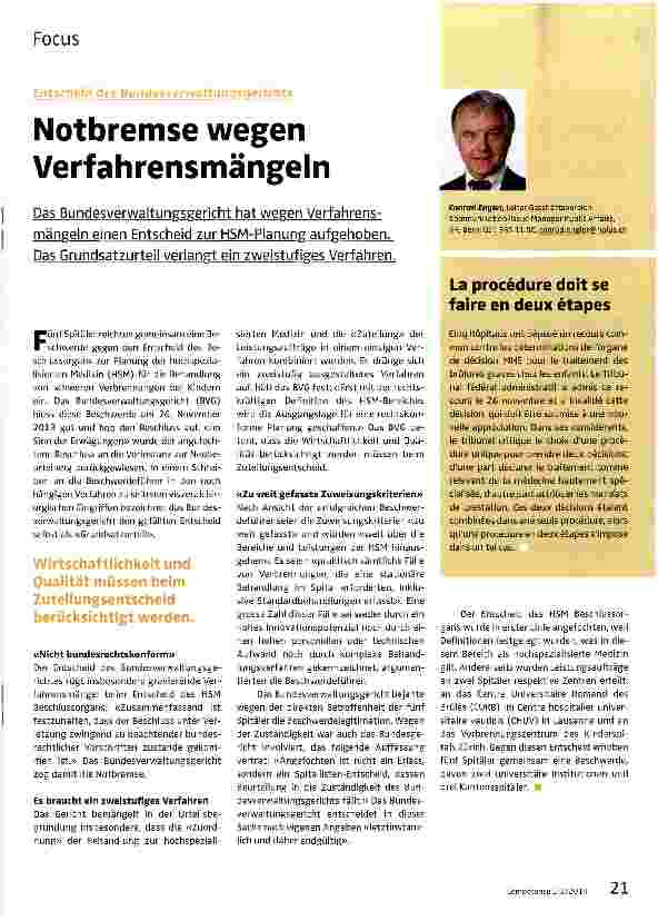 Vorschauseite 1: Notbremse wegen Verfahrensmängeln