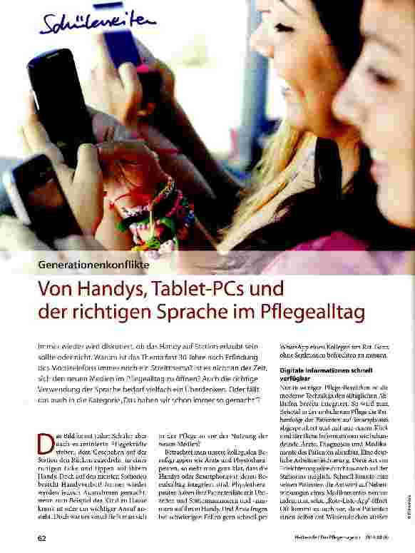 Vorschauseite 1: Von Handys,Tablet-PCs und der richtigen Sprache im Pflegealltag