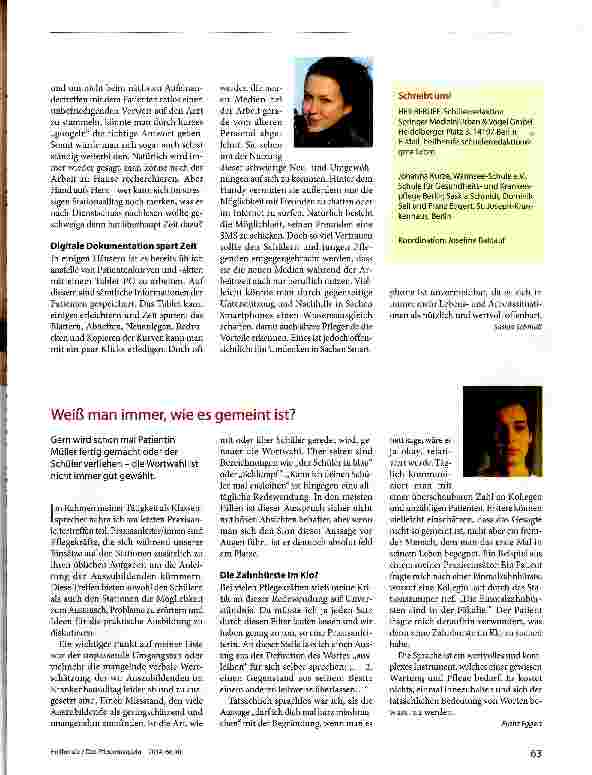Vorschauseite 2: Von Handys,Tablet-PCs und der richtigen Sprache im Pflegealltag