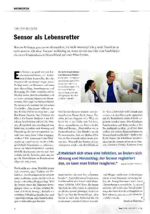 Vorschauseite 1: Sensor als Lebensretter