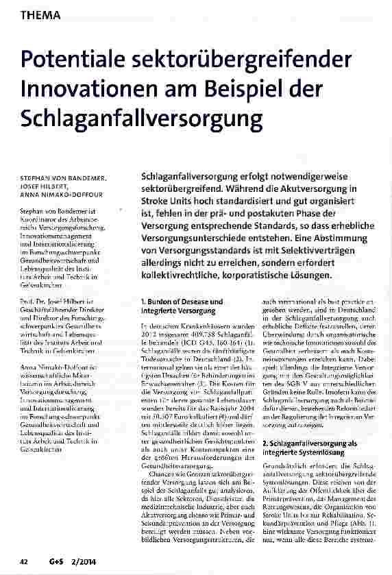 Vorschauseite 1: Potentiale sektorübergreifender Innovationen am Beispiel der Schlaganfallversorgung