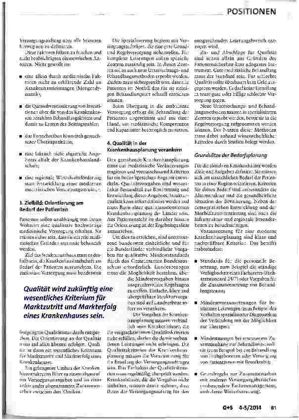 Vorschauseite 2: Voraussetzungen für einen qualitätsorientierten Strukturumbau aus Sicht der AOK