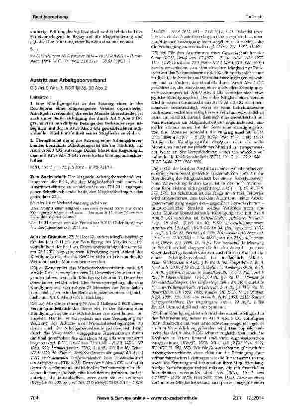 Vorschauseite 1: Austritt aus Arbeitgeberverband GG Art. 9 Abs. 3; BGB §§ 38, 39 Abs. 2